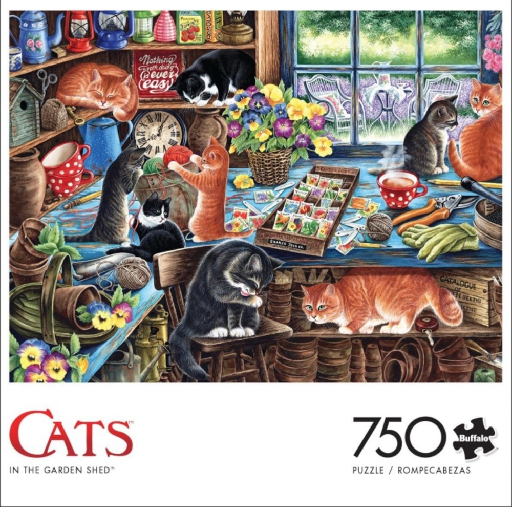 🧩CATS-“In the garden shed”-Buffalo Games 750 jigsaw puzzle
